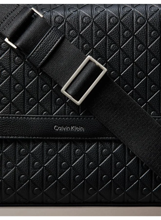 CALVIN KLEIN  Embossed Emblem Logo Flap Messenger Bag for Men | Best Price UAE